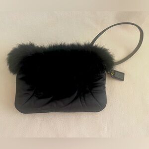 COACH FUR & QUILTED SATIN WRISTLET